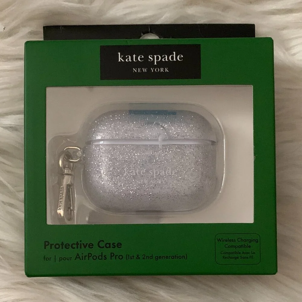 KATE SPADE Metallic Glitter Airpods Pro Protective Case with Carabiner